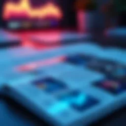 A close-up view of a digital newsletter template showcasing vibrant design elements.