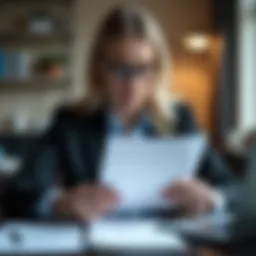 A business professional reviewing legal documents related to texting compliance