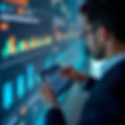 A professional analyzing CRM data on a digital dashboard